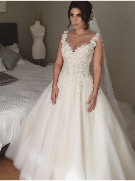 A-Line Lace V Neck Wedding Dresses Bridal Gowns 903153 A-Line Lace V Neck Wedding Dresses Bridal Gowns 903153