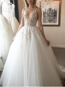 A-Line Lace and Tulle Wedding Dresses Bridal Gowns 903156 A-Line Lace and Tulle Wedding Dresses Bridal Gowns 903156
