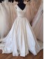 A-Line Long Satin V Neck Wedding Dresses Bridal Gowns 903162