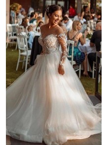 A-Line Long Sleeves Lace and Tulle Wedding Dresses Bridal Gowns 903177 A-Line Long Sleeves Lace and Tulle Wedding Dresses Bridal Gowns 903177