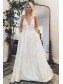 A-Line V Neck Long Satin Wedding Dresses Bridal Gowns 903178