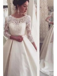 A-Line Lace Wedding Dresses Bridal Gowns with Sleeves 903187 A-Line Lace Wedding Dresses Bridal Gowns with Sleeves 903187