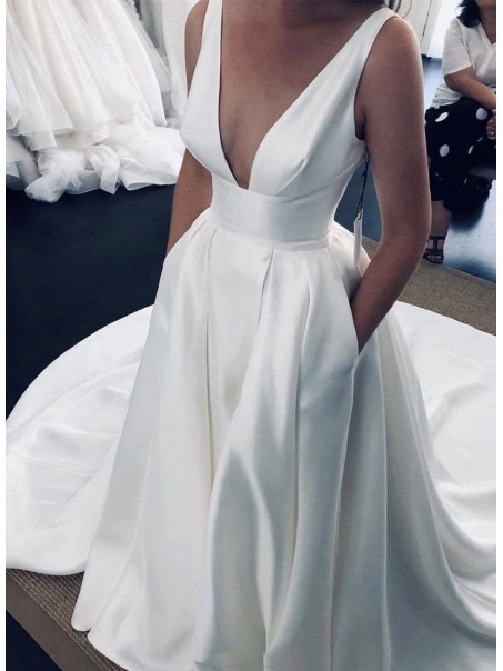 A-Line V Neck Long Wedding Dresses Bridal Gowns 903205 A-Line V Neck Long Wedding Dresses Bridal Gowns 903205