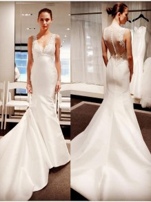 Long Mermaid Lace V Neck Wedding Dresses Bridal Gowns 903208 Long Mermaid Lace V Neck Wedding Dresses Bridal Gowns 903208