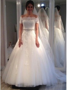 A-Line Beaded Lace Off the Shoulder Wedding Dresses Bridal Gowns 903212 A-Line Beaded Lace Off the Shoulder Wedding Dresses Bridal Gowns 903212