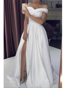 A-Line Off the Shoulder Long Wedding Dresses Bridal Gowns 903215