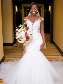 Mermaid Lace and Tulle Wedding Dresses Bridal Gowns 903217