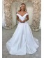 A-Line Long Satin Off the Shoulder Wedding Dresses Bridal Gowns 903265