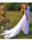 Elegant Long Chiffon and Lace Spaghetti Straps Wedding Dresses Bridal Gowns 903267