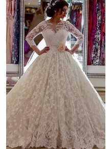 A-Line Long Sleeves Lace Wedding Dresses Bridal Gowns 903280 A-Line Long Sleeves Lace Wedding Dresses Bridal Gowns 903280