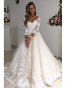 A-Line Lace Wedding Dresses Bridal Gowns with Sleeves 903281 A-Line Lace Wedding Dresses Bridal Gowns with Sleeves 903281