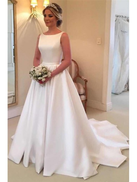 A-Line Long Satin Wedding Dresses Bridal Gowns 903305 A-Line Long Satin Wedding Dresses Bridal Gowns 903305