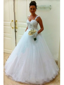 A-Line Lace and Tulle Wedding Dresses Bridal Gowns 903311