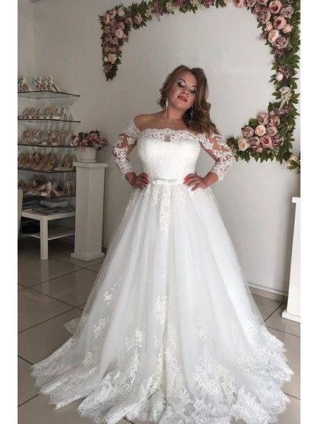 A-Line Lace Long Sleeves Wedding Dresses Bridal Gowns 903328 A-Line Lace Long Sleeves Wedding Dresses Bridal Gowns 903328