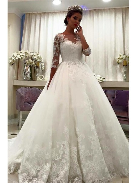 A-Line Lace Wedding Dresses Bridal Gowns with Long Sleeves 903342 A-Line Lace Wedding Dresses Bridal Gowns with Long Sleeves 903342