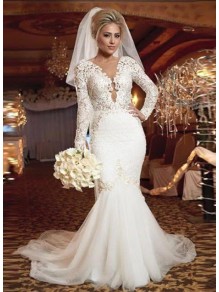Elegant Mermaid Lace Long Sleeves Wedding Dresses Bridal Gowns 903343 Elegant Mermaid Lace Long Sleeves Wedding Dresses Bridal Gowns 903343