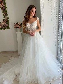 A-Line Lace and Tulle Wedding Dresses Bridal Gowns 903355 A-Line Lace and Tulle Wedding Dresses Bridal Gowns 903355