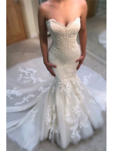 Mermaid Sweetheart Lace and Tulle Wedding Dresses Bridal Gowns 903359 Mermaid Sweetheart Lace and Tulle Wedding Dresses Bridal Gowns 903359