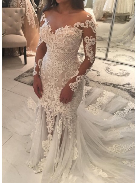 Mermaid Lace Long Sleeves Wedding Dresses Bridal Gowns 903360 Mermaid Lace Long Sleeves Wedding Dresses Bridal Gowns 903360