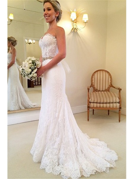 Mermaid Lace Long Wedding Dresses Bridal Gowns 903372