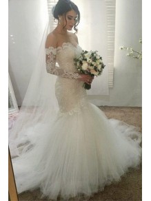 Elegant Mermaid Lace and Tulle Wedding Dresses Bridal Gowns 903374
