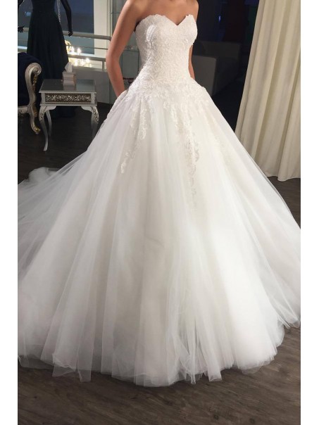 A-Line Sweetheart Lace and Tulle Wedding Dresses Bridal Gowns 903379