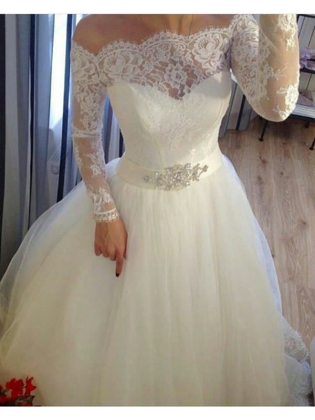 Elegant Lace and Tulle Long Sleeves Wedding Dresses Bridal Gowns 903380 Elegant Lace and Tulle Long Sleeves Wedding Dresses Bridal Gowns 903380