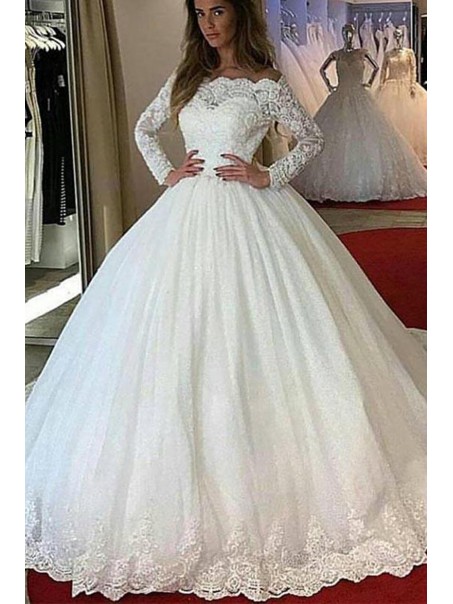 Ball Gowns Long Sleeves Lace Wedding Dresses Bridal Gowns 903382