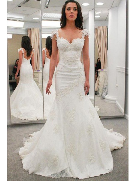 Elegant Mermaid Lace Wedding Dresses Bridal Gowns 903383