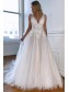 A-Line Lace and Tulle V Neck Wedding Dresses Bridal Gowns 903391