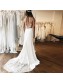 A-Line Lace V Neck Wedding Dresses Bridal Gowns 903394