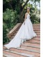 A-Line Sparkle V Neck Long Wedding Dresses Bridal Gowns 903395