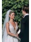 A-Line Sparkle V Neck Long Wedding Dresses Bridal Gowns 903395