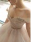 A-Line Beaded Tulle Off the Shoulder Wedding Dresses Bridal Gowns 903396