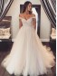 A-Line Beaded Tulle Off the Shoulder Wedding Dresses Bridal Gowns 903396