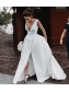 A-Line Long Satin V Neck Wedding Dresses Bridal Gowns 903407