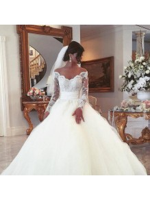 A-Line Lace and Tulle Long Sleeves Wedding Dresses Bridal Gowns 903416 A-Line Lace and Tulle Long Sleeves Wedding Dresses Bridal Gowns 903416
