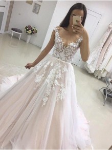 A-Line Lace and Tulle Wedding Dresses Bridal Gowns 903430 A-Line Lace and Tulle Wedding Dresses Bridal Gowns 903430