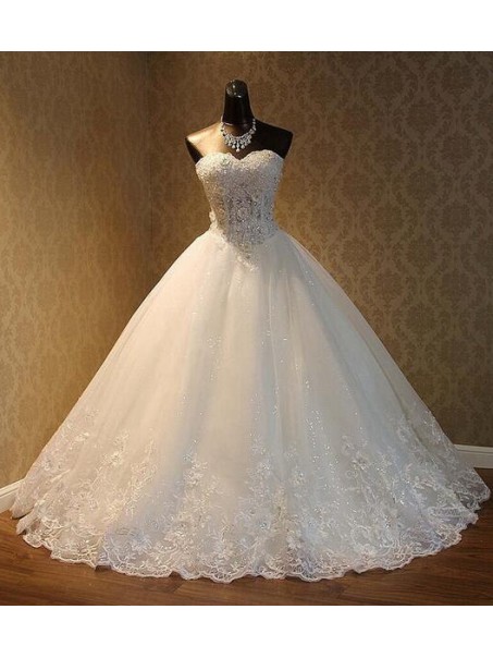 Beaded Lace and Tulle Long Wedding Dresses Bridal Gowns 903435