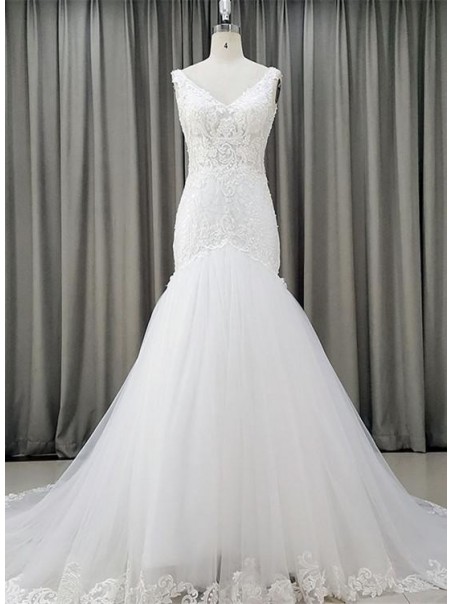 Mermaid Lace and Tulle Wedding Dresses Bridal Gowns 903436