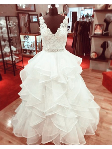 Long Beaded Lace Wedding Dresses Bridal Gowns 903437