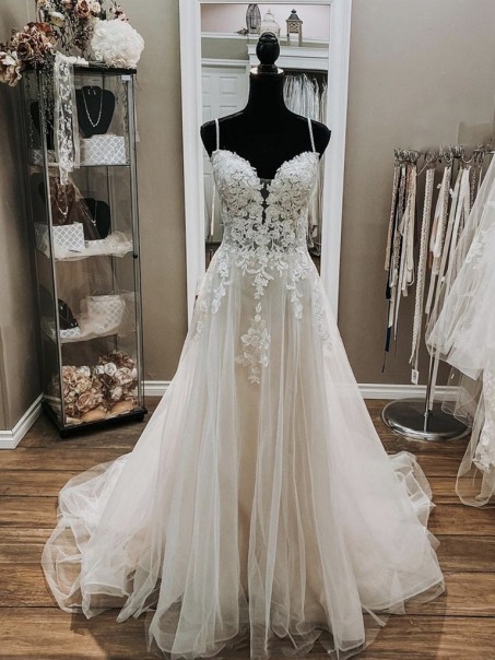 A-Line Lace and Tulle Wedding Dresses Bridal Gowns 903455 A-Line Lace and Tulle Wedding Dresses Bridal Gowns 903455