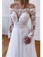 A-Line Lace and Tulle Long Sleeves Wedding Dresses Bridal Gowns 903457
