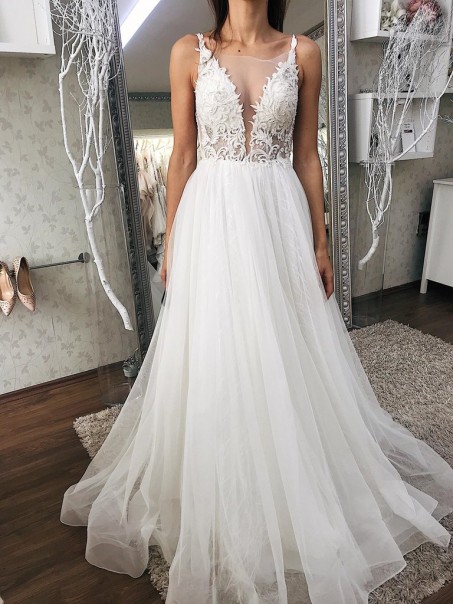 A-Line Lace and Tulle Wedding Dresses Bridal Gowns 903458 A-Line Lace and Tulle Wedding Dresses Bridal Gowns 903458