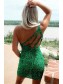 Short Sparkle Sequin One Shoulder Green Tight Prom Dress Homecoming Graduation Dresses 904002