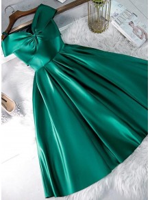 Short Green Satin Prom Dress Homecoming Graduation Dresses 904010