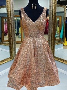 Short Sparkle Sequins Prom Dress Homecoming Graduation Cocktail Dresses 904023
