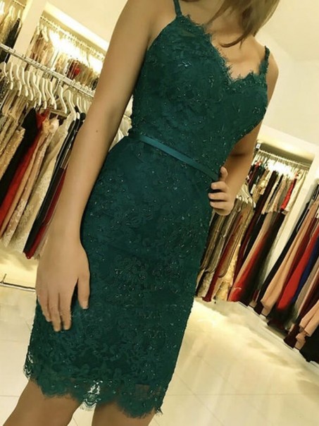 Short Green Lace Prom Dress Homecoming Graduation Cocktail Dresses 904027