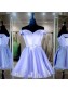 Short Lavender Satin Prom Dress Homecoming Graduation Cocktail Dresses 904028