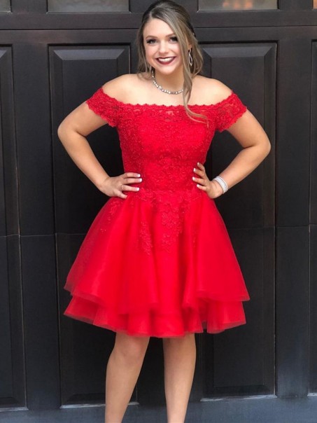 Short Red Lace Prom Dress Homecoming Graduation Cocktail Dresses 904031